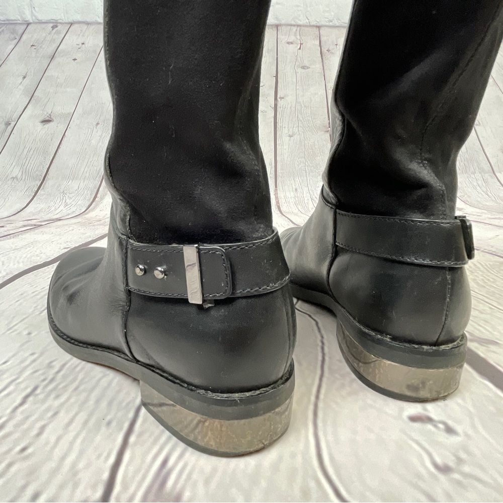 COLE HAAN Adler black leather & suede tall pull on riding boots, size 6 - Picture 6 of 13